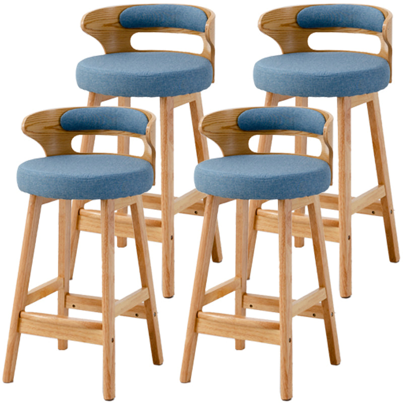 Scandinavian Style Bar-stool with Wooden Legs Round Seat Counter Stool for Kitchen Bar