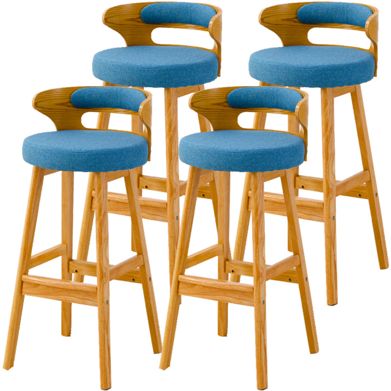 Scandinavian Style Bar-stool with Wooden Legs Round Seat Counter Stool for Kitchen Bar