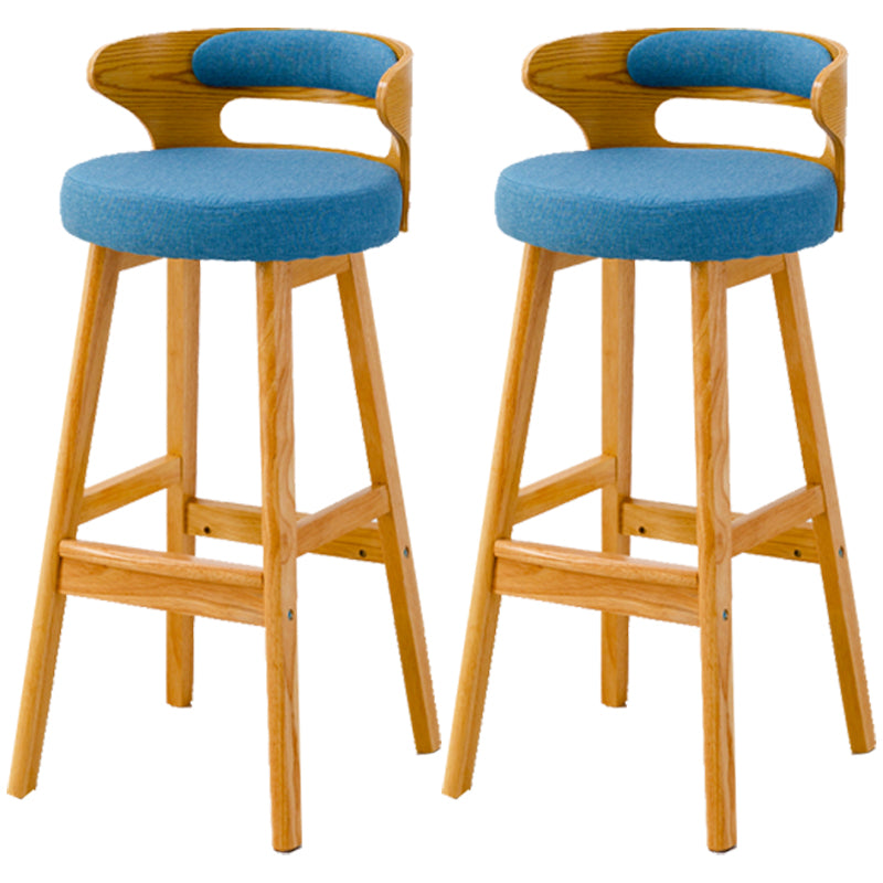 Scandinavian Style Bar-stool with Wooden Legs Round Seat Counter Stool for Kitchen Bar