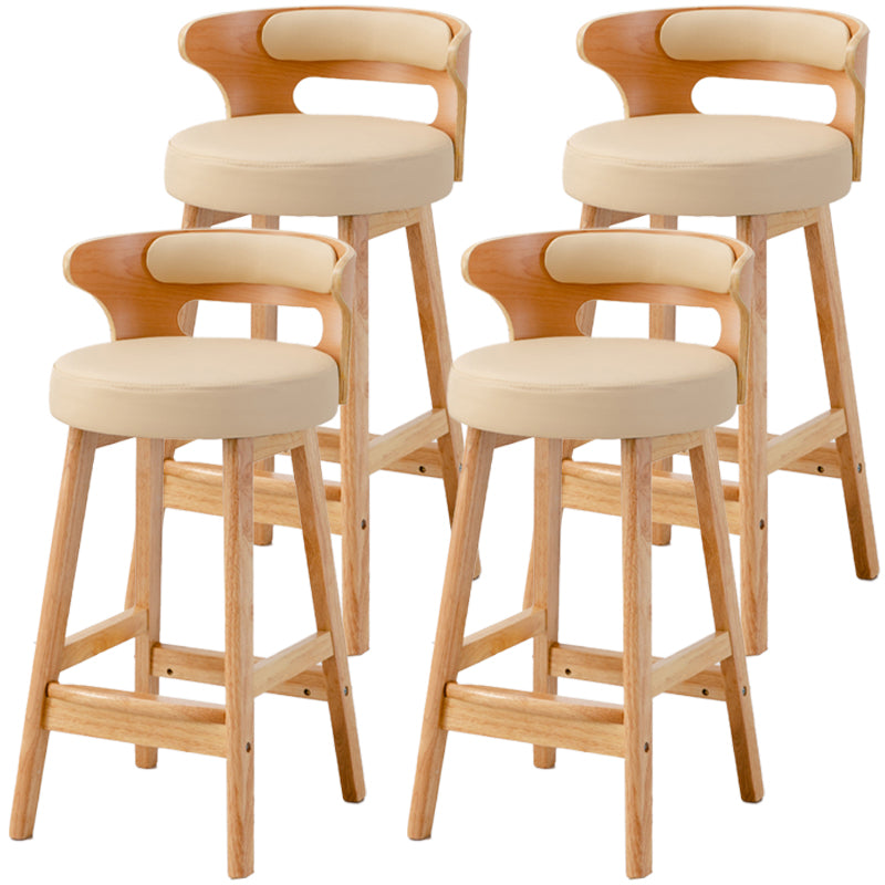 Scandinavian Style Bar-stool with Wooden Legs Round Seat Counter Stool for Kitchen Bar