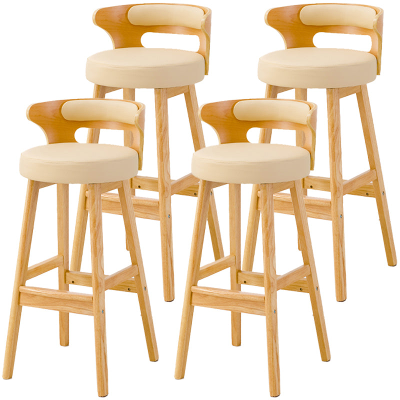 Scandinavian Style Bar-stool with Wooden Legs Round Seat Counter Stool for Kitchen Bar