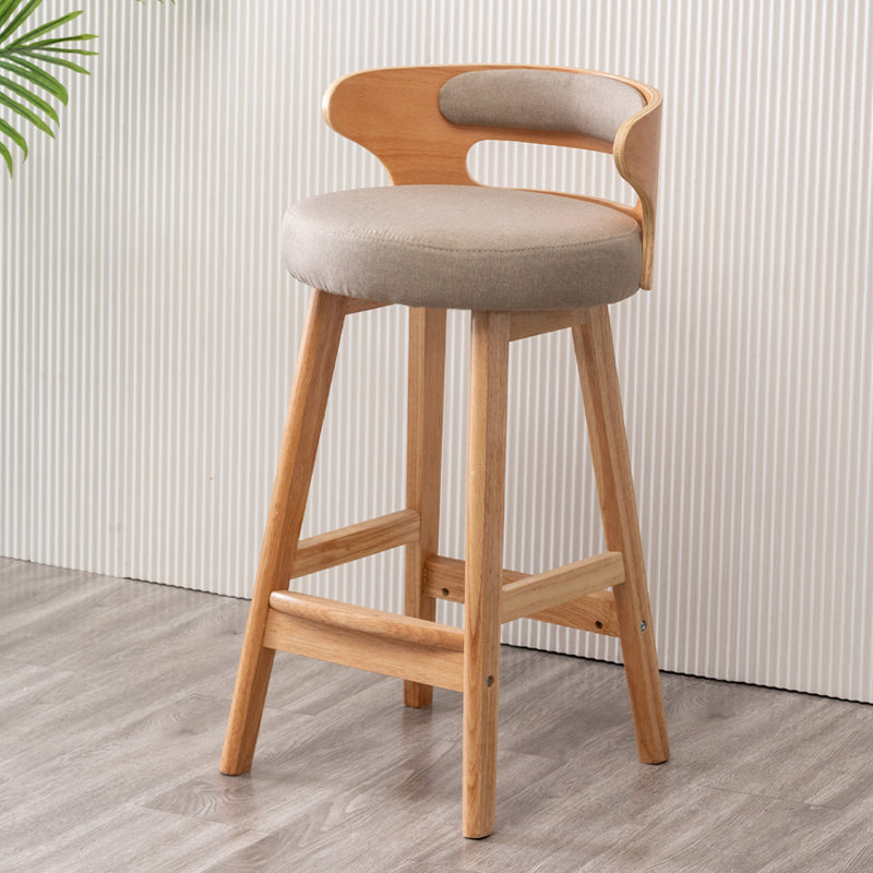 Scandinavian Style Bar-stool with Wooden Legs Round Seat Counter Stool for Kitchen Bar