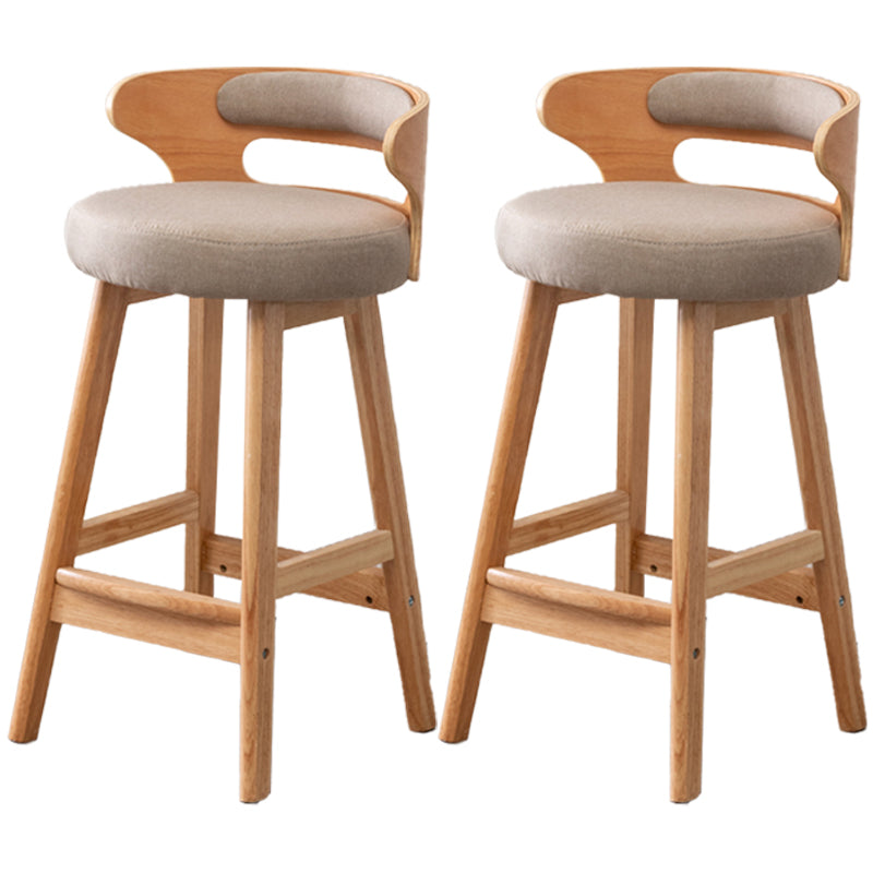 Scandinavian Style Bar-stool with Wooden Legs Round Seat Counter Stool for Kitchen Bar