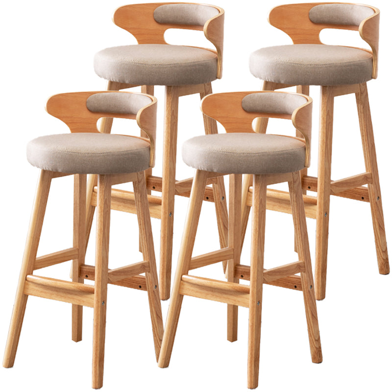 Scandinavian Style Bar-stool with Wooden Legs Round Seat Counter Stool for Kitchen Bar