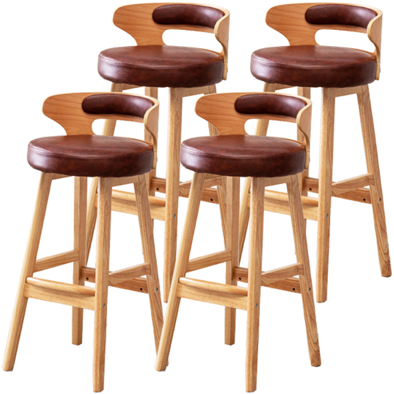 Scandinavian Style Bar-stool with Wooden Legs Round Seat Counter Stool for Kitchen Bar