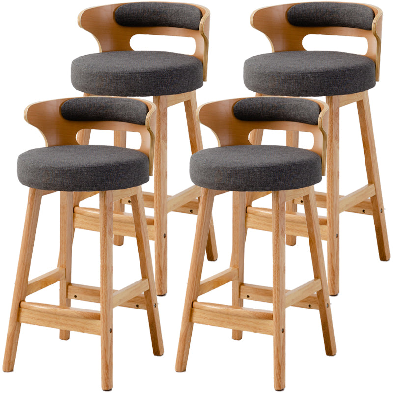Scandinavian Style Bar-stool with Wooden Legs Round Seat Counter Stool for Kitchen Bar