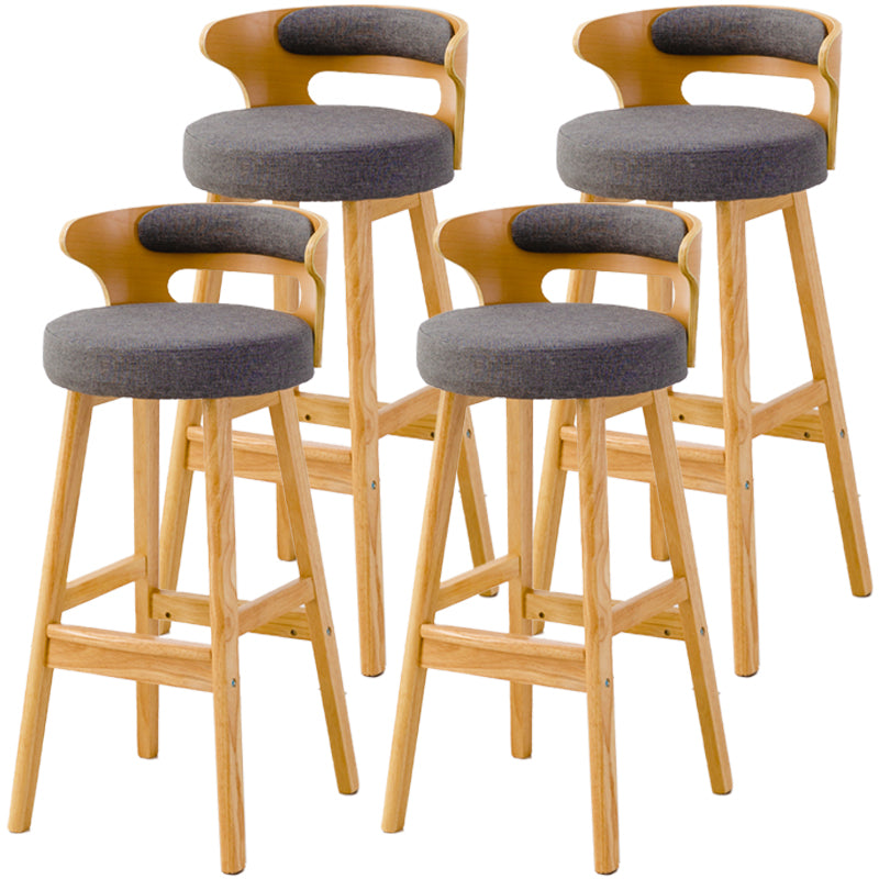 Scandinavian Style Bar-stool with Wooden Legs Round Seat Counter Stool for Kitchen Bar