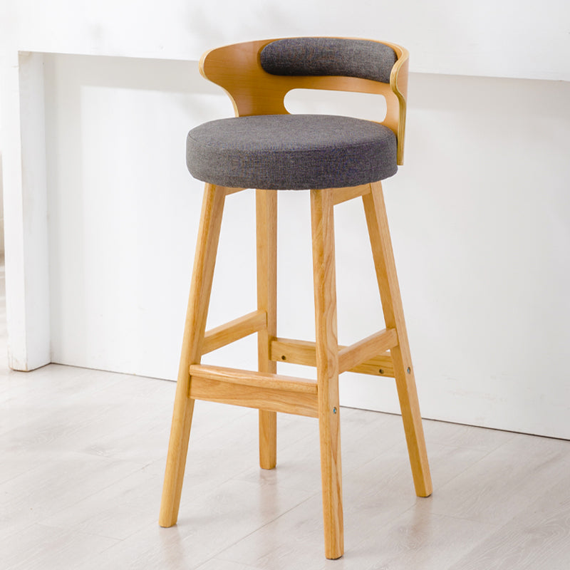 Scandinavian Style Bar-stool with Wooden Legs Round Seat Counter Stool for Kitchen Bar