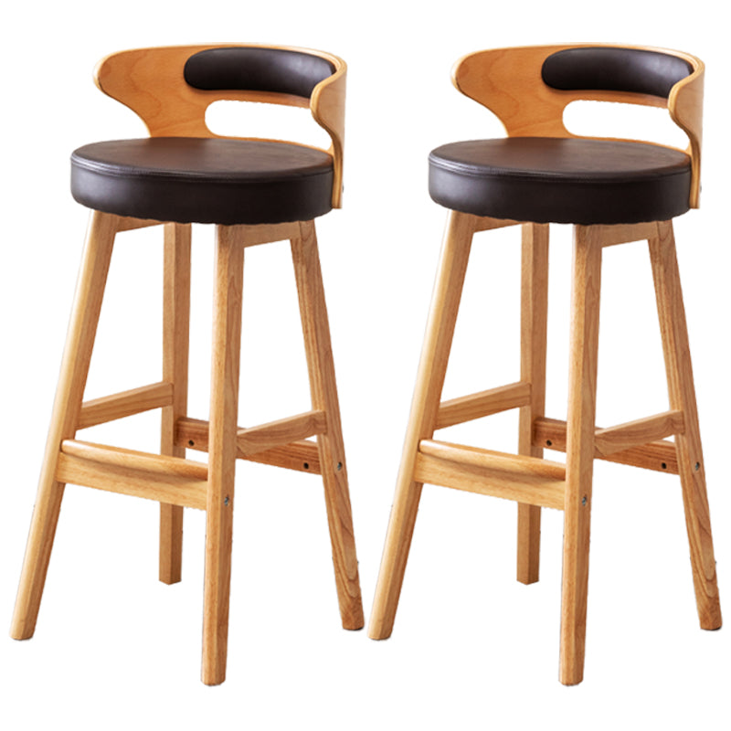 Scandinavian Style Bar-stool with Wooden Legs Round Seat Counter Stool for Kitchen Bar