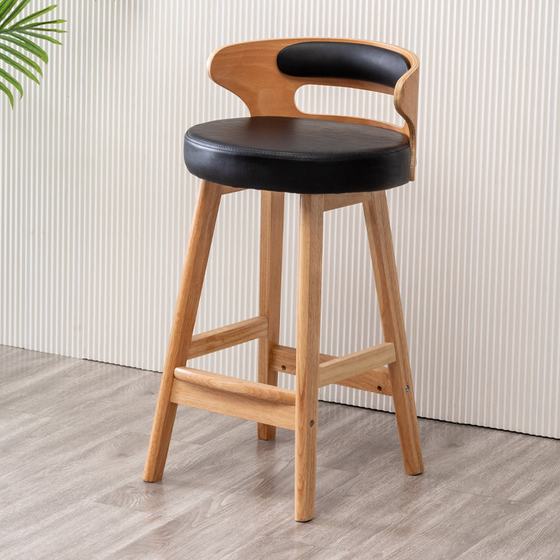 Scandinavian Style Bar-stool with Wooden Legs Round Seat Counter Stool for Kitchen Bar