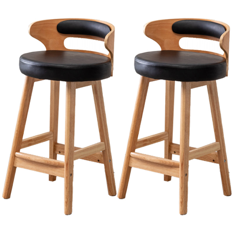 Scandinavian Style Bar-stool with Wooden Legs Round Seat Counter Stool for Kitchen Bar