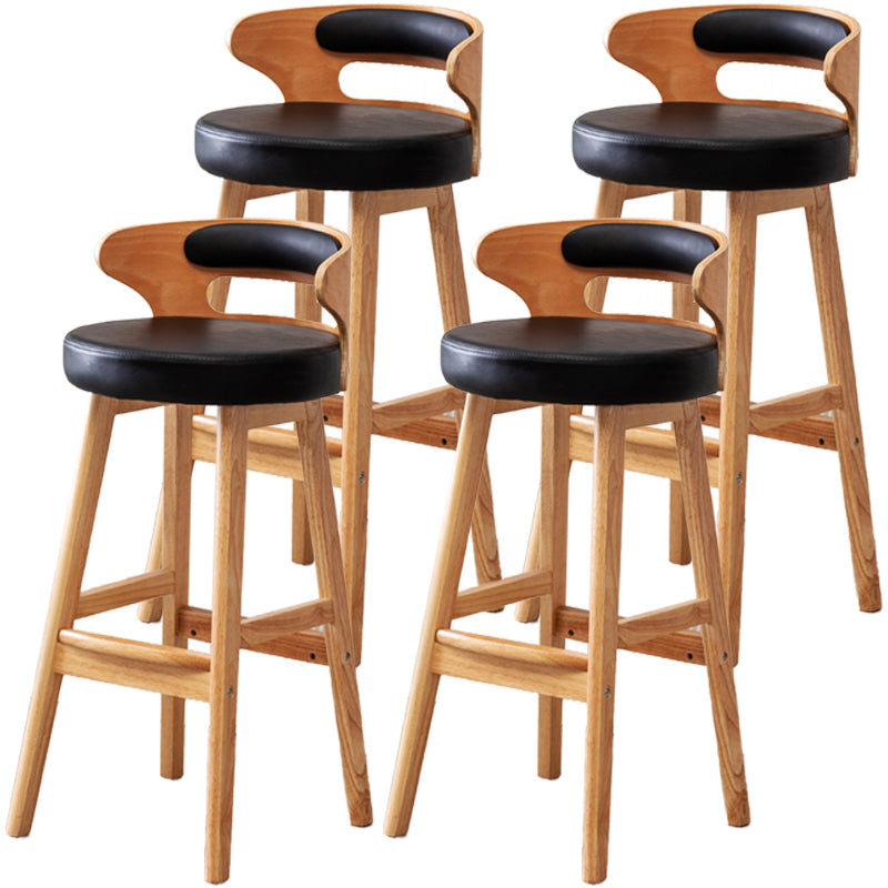 Scandinavian Style Bar-stool with Wooden Legs Round Seat Counter Stool for Kitchen Bar