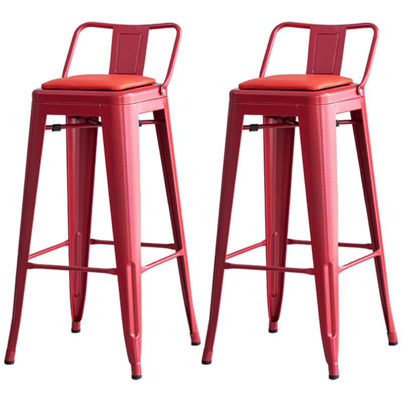 Taburete de bar industrial con respaldo, taburete de bar de metal y cuero con patas de hierro