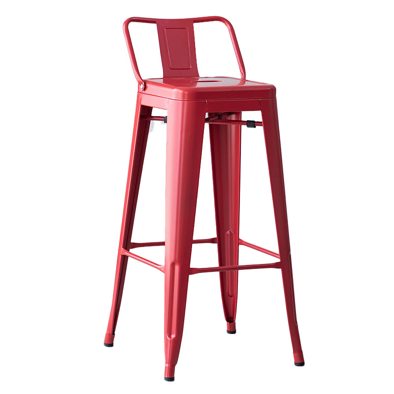 Taburete de bar industrial con respaldo, taburete de bar de metal y cuero con patas de hierro