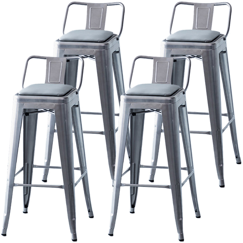Taburete de bar industrial con respaldo, taburete de bar de metal y cuero con patas de hierro