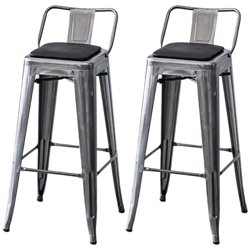 Taburete de bar industrial con respaldo, taburete de bar de metal y cuero con patas de hierro