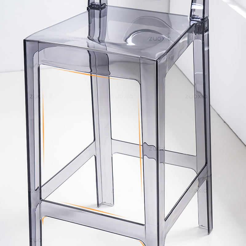 Nordic kunststof barkruk met volledige rugleuning, 26" H hoge binnenkruk met vierkante zitting