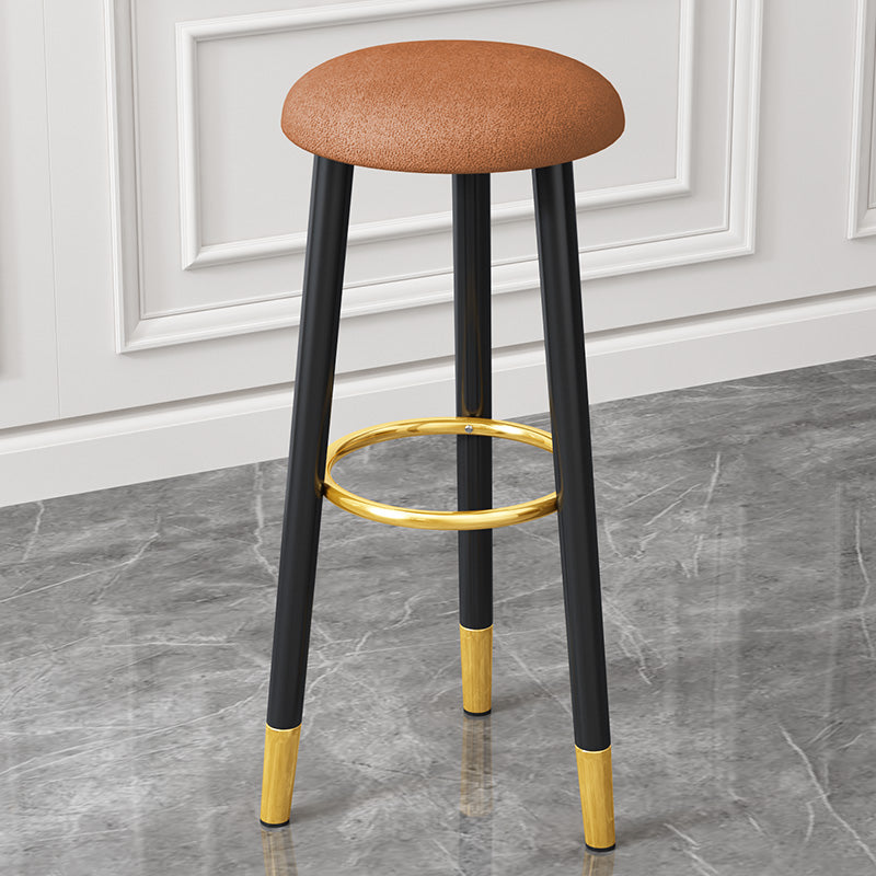 Scandinavian Style Steel Legs Bar-stool Round Seat Single Counter Stool for Kitchen Bar
