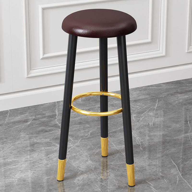 Scandinavian Style Steel Legs Bar-stool Round Seat Single Counter Stool for Kitchen Bar