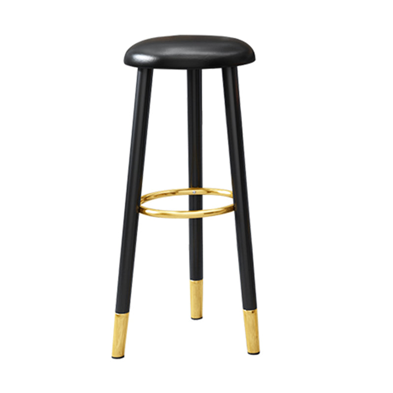 Scandinavian Style Steel Legs Bar-stool Round Seat Single Counter Stool for Kitchen Bar