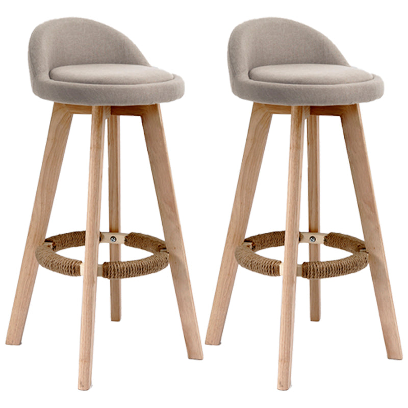 Scandinavian Upholstered Wood Counter Stools Low Back Bar Stools with 4 Legs