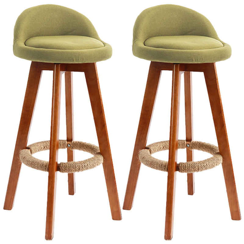 Scandinavian Upholstered Wood Counter Stools Low Back Bar Stools with 4 Legs