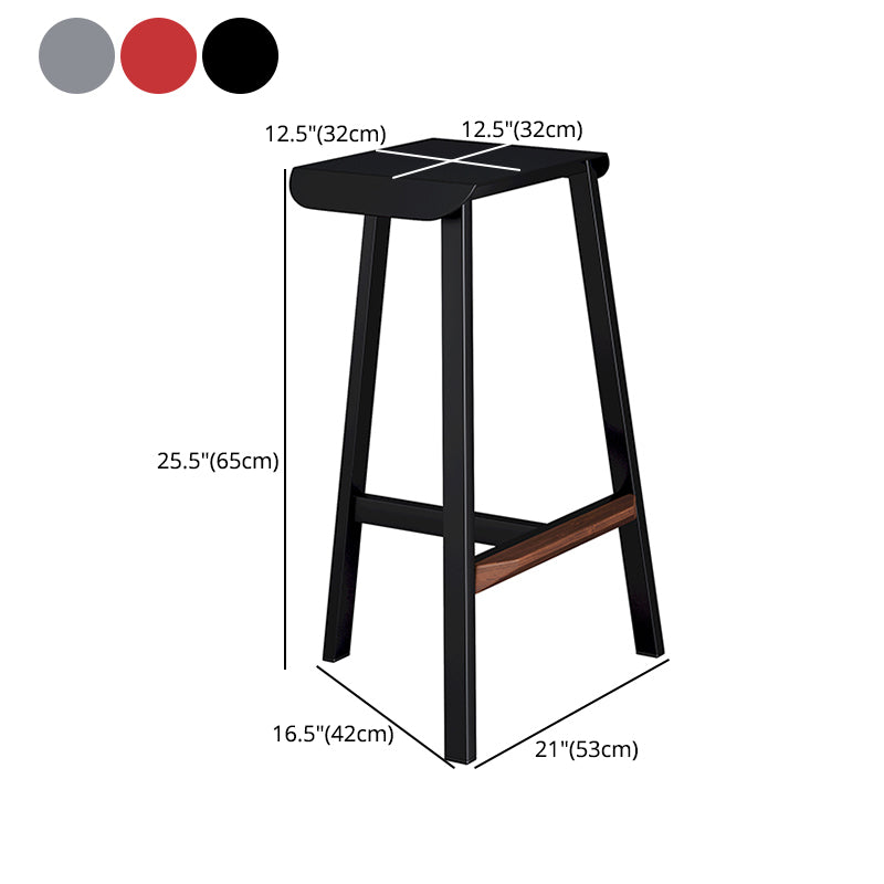 Taburete de bar simple sin respaldo de metal industrial 26" H Taburete alto interior con asiento cuadrado
