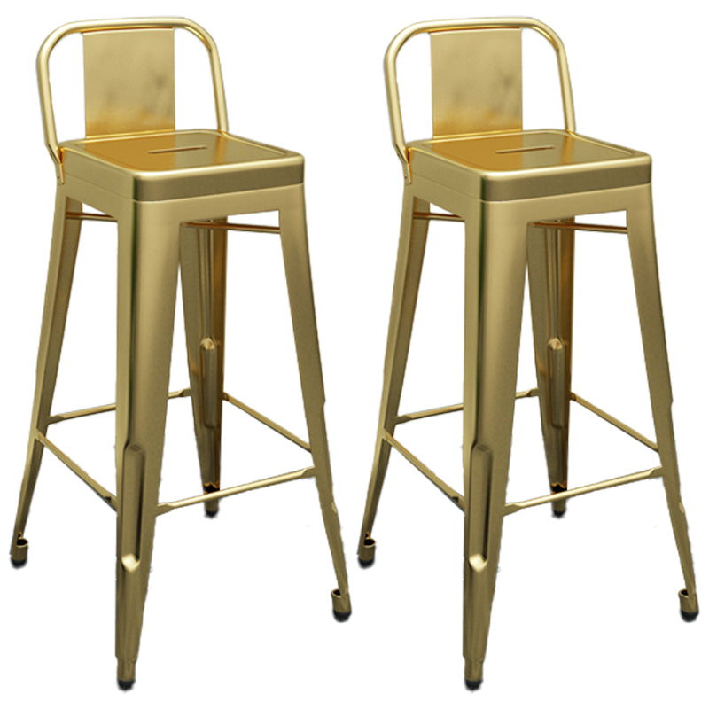 Industrial Iron Low Back Barstool Simple Indoor Tall Stool with Square Seat