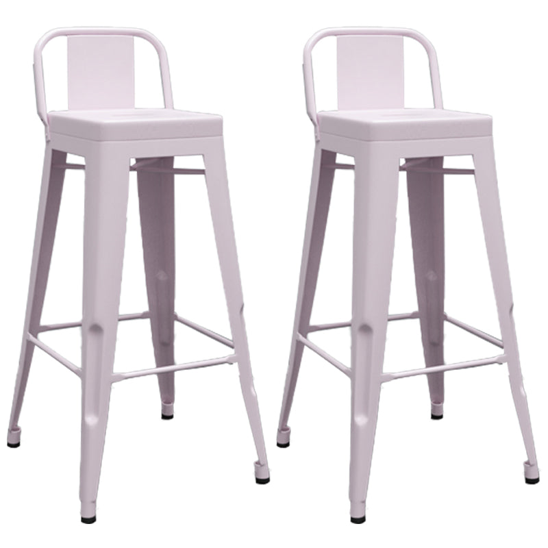 Industrial Iron Low Back Barstool Simple Indoor Tall Stool with Square Seat
