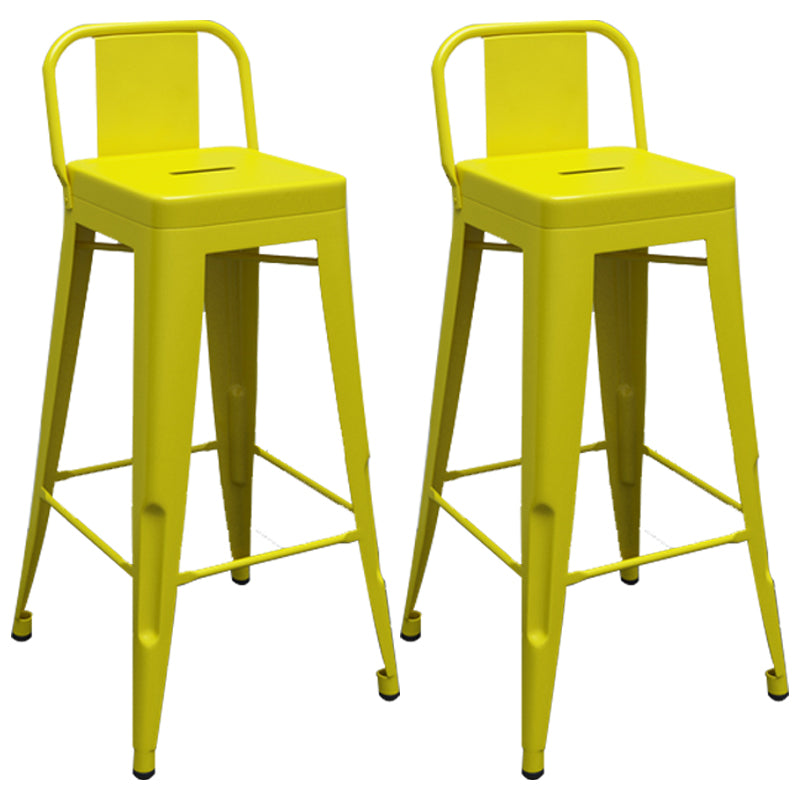 Industrial Iron Low Back Barstool Simple Indoor Tall Stool with Square Seat