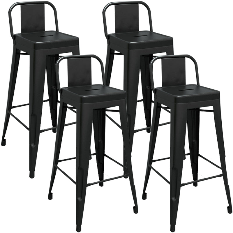 Industrial Iron Low Back Barstool Simple Indoor Tall Stool with Square Seat