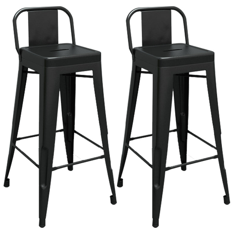 Industrial Iron Low Back Barstool Simple Indoor Tall Stool with Square Seat