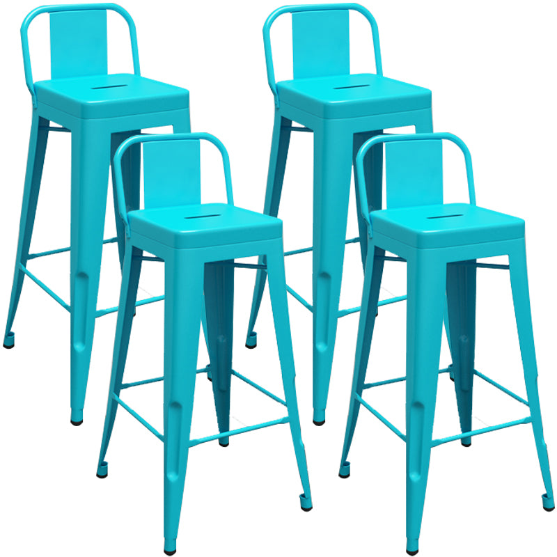 Industrial Iron Low Back Barstool Simple Indoor Tall Stool with Square Seat