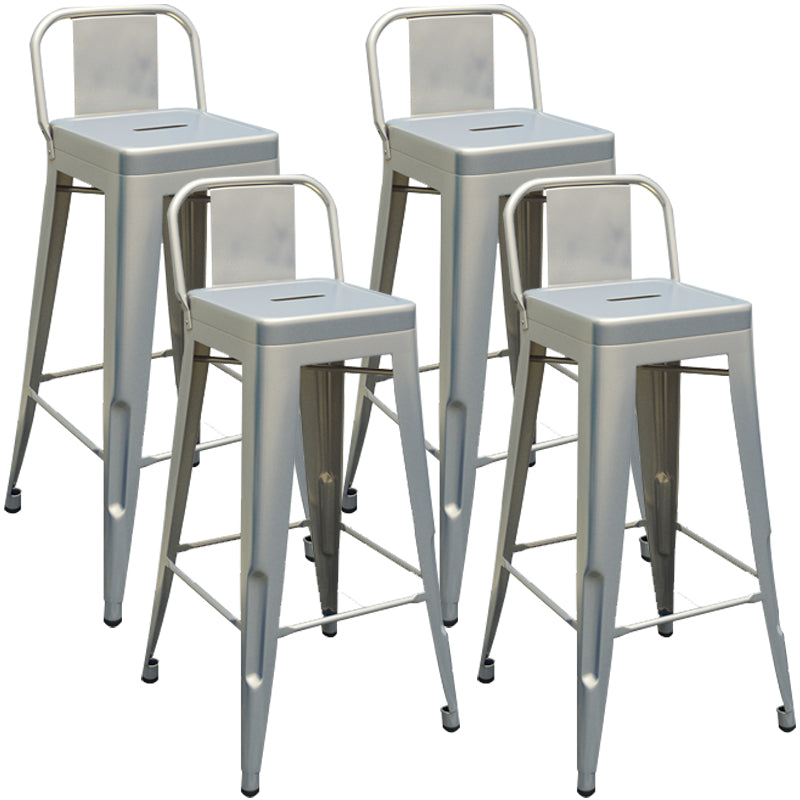 Industrial Iron Low Back Barstool Simple Indoor Tall Stool with Square Seat
