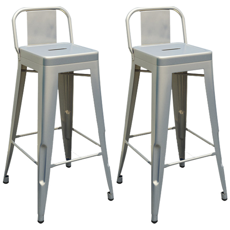 Industrial Iron Low Back Barstool Simple Indoor Tall Stool with Square Seat