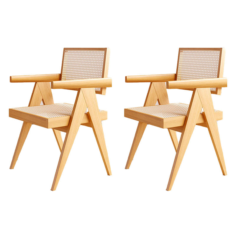 Modern Rectangular Dining Set Solid Wood and Acrylic 1/2/5 Pieces Natural Table and Chairs