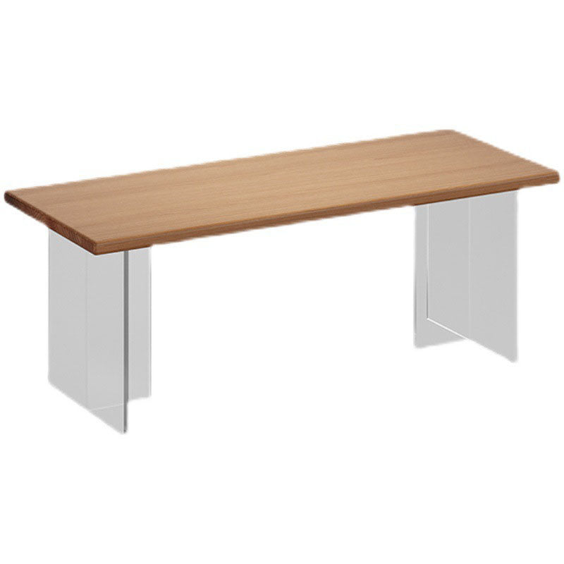Modern Rectangular Dining Set Solid Wood and Acrylic 1/2/5 Pieces Natural Table and Chairs