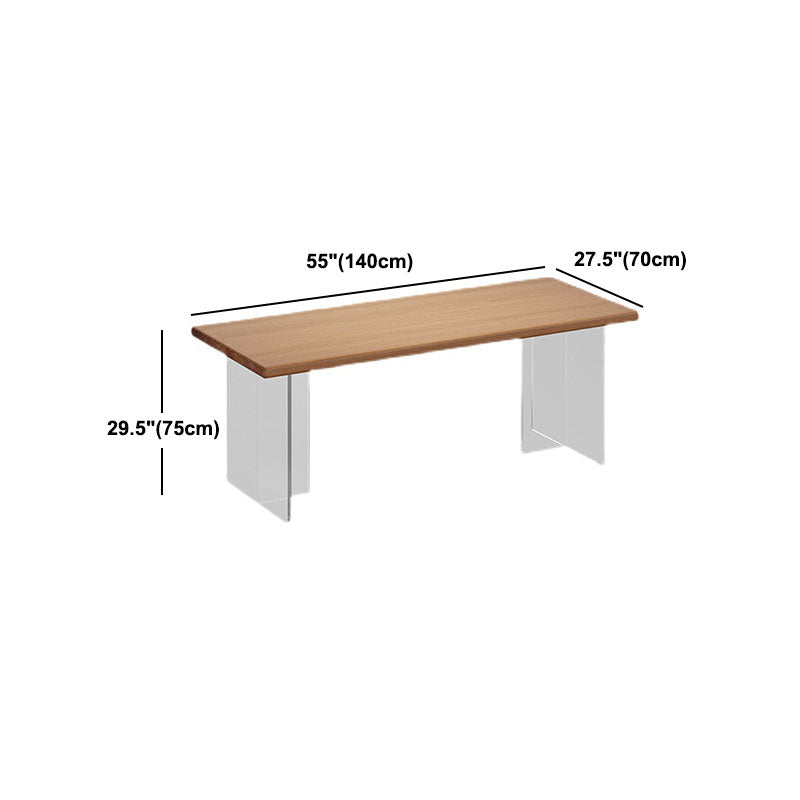 Modern Rectangular Dining Set Solid Wood and Acrylic 1/2/5 Pieces Natural Table and Chairs