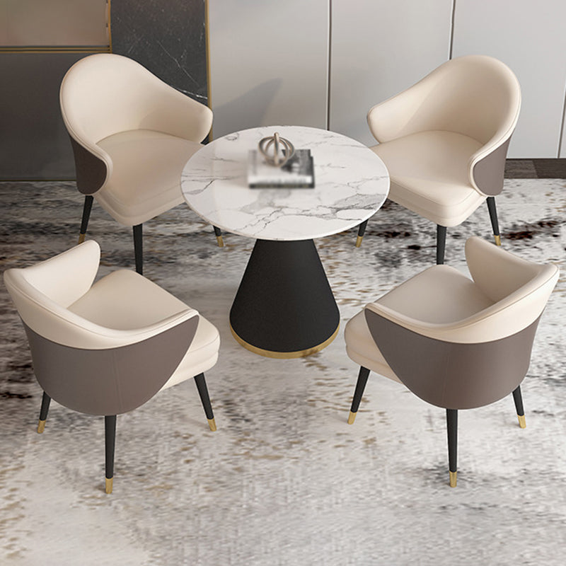 White Stone Top 1/5 Pieces Dining Set Glam Style Kitchen Set for Dining Room