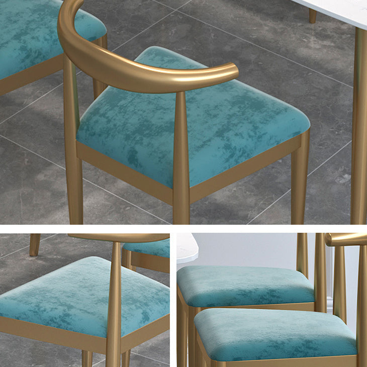 Glam Style 1/2/5 Pieces Kitchen Set White-gold Table Dining Set for Dining Room