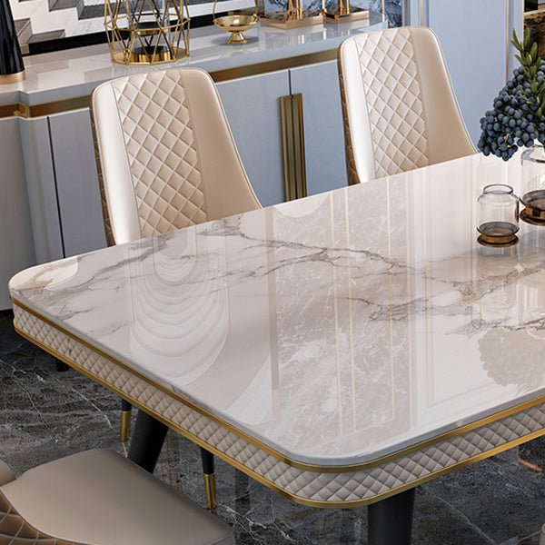 Glam 1/4/5/7 Pieces White Dining Table Set with Sintered Stone Top Rectangle Dinette Set