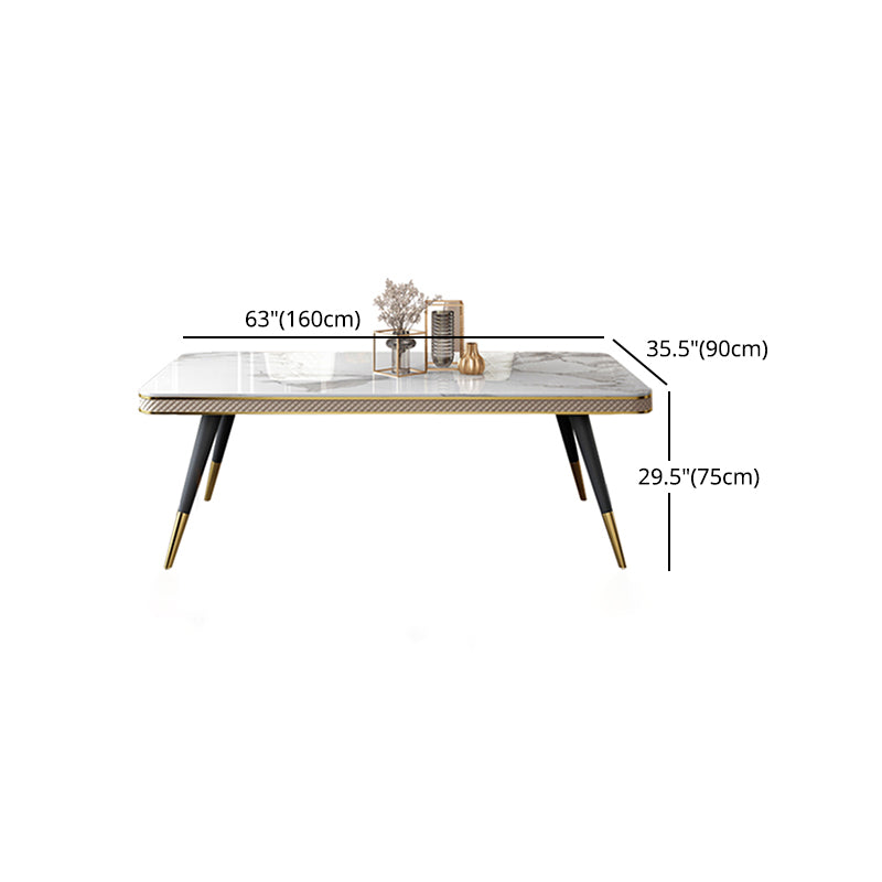 Glam 1/4/5/7 Pieces White Dining Table Set with Sintered Stone Top Rectangle Dinette Set