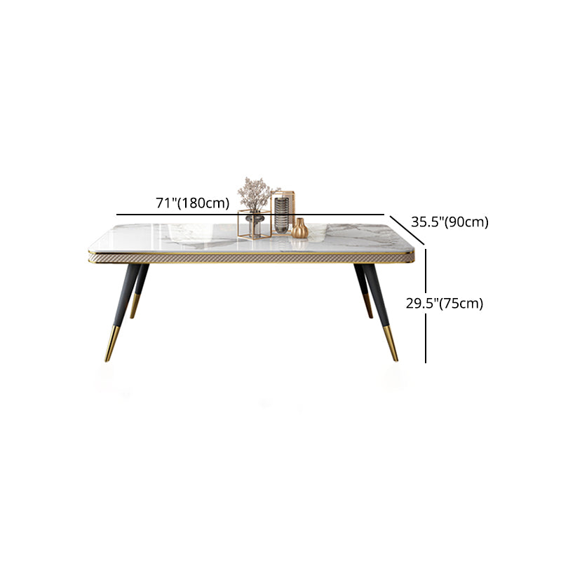 Glam 1/4/5/7 Pieces White Dining Table Set with Sintered Stone Top Rectangle Dinette Set