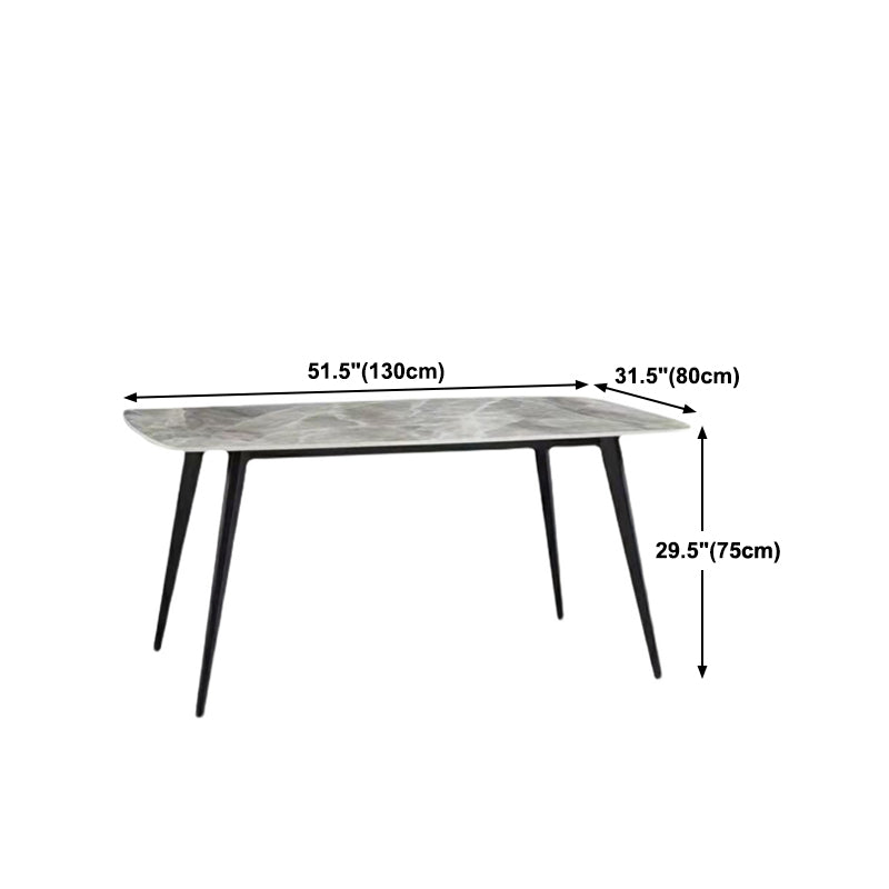 Modern 1/2/5/7 Pieces Dining Table Set with Sintered Stone Top Gery Rectangle Dinette Set