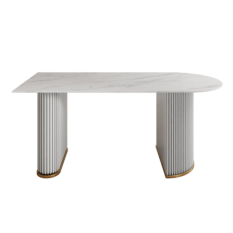 Mesa de cena de doble pedestal mesa de comedor de lujo tradicional para el hogar