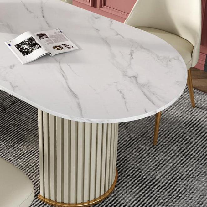 Mesa de cena de doble pedestal mesa de comedor de lujo tradicional para el hogar