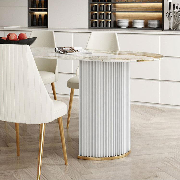 Mesa de cena de doble pedestal mesa de comedor de lujo tradicional para el hogar