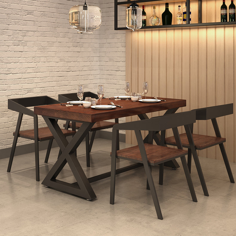 Mesa de madera de pino industrial para mesa de comedor rectangular de restaurantes con base de caballete