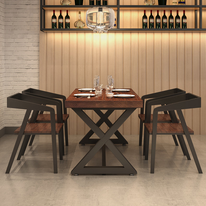 Mesa de madera de pino industrial para mesa de comedor rectangular de restaurantes con base de caballete