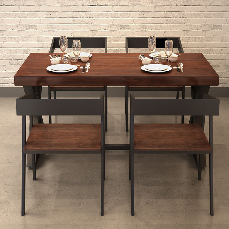 Mesa de madera de pino industrial para mesa de comedor rectangular de restaurantes con base de caballete